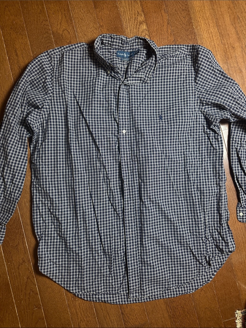 Ralph Lauren Men’s Navy and White Check Cotton Button-Down Shirt